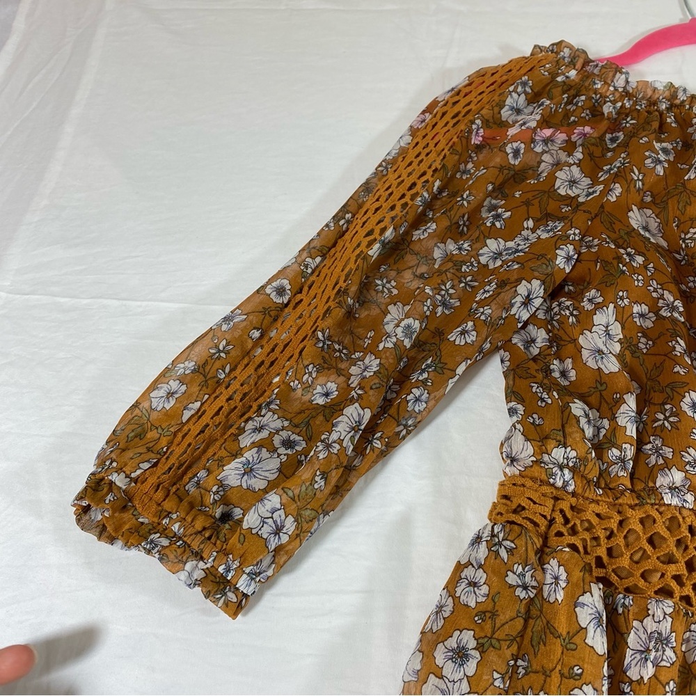 Ryan Michelle Dress Boho Floral Prairie Midi Dress Tassels Western - Picture 15 of 16